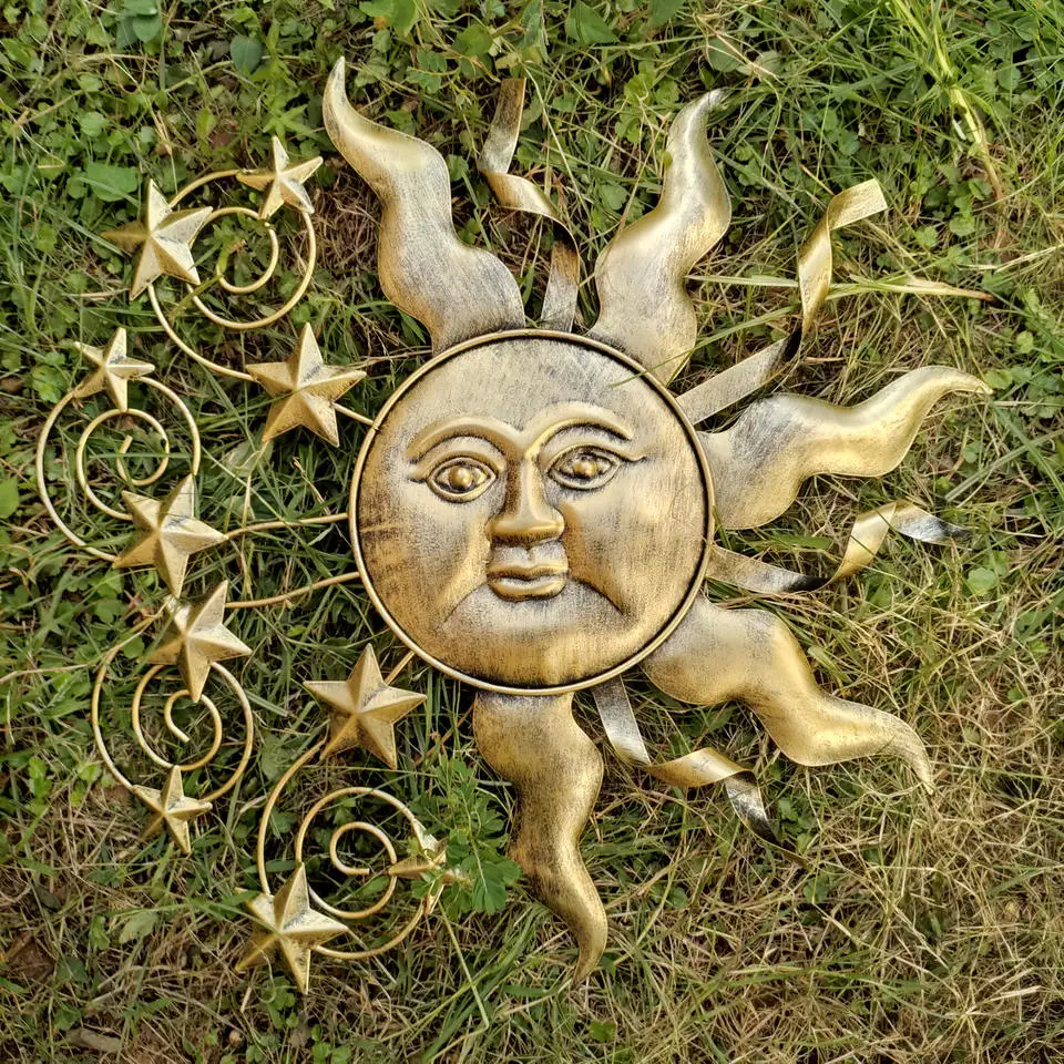 Metal Garden Home Decor Sunface Wall Art Decoration Metal Wall Decor