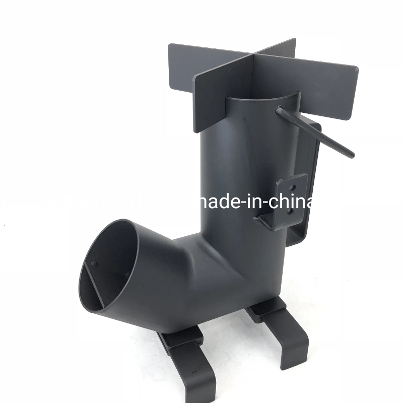 Camping Wood Stove Portable Rocket Furnace Outdoor Mini Folding Firewood Stove Black