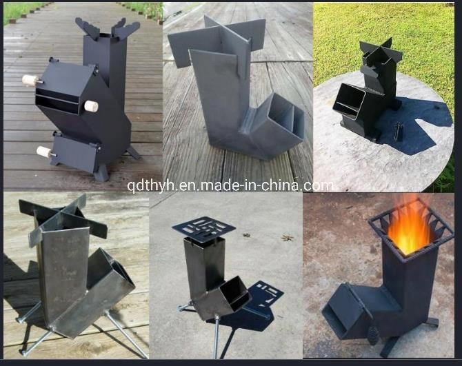 BBQ Camping Rocket Stove with Handle, Wood Burning Stove