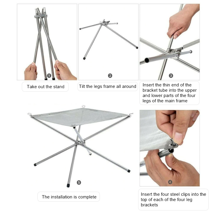 Foldable Firewood Burning Stand Stainless Steel Portable Fire Pit Outdoor