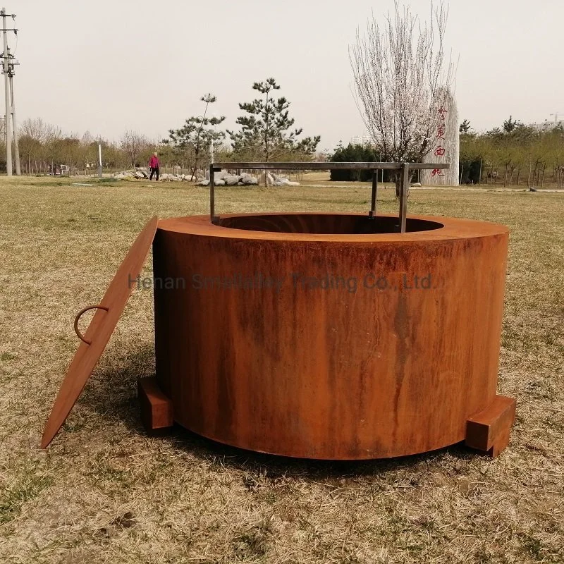 Rusty Firepit Table Corten Steel Smokeless Fire Pit with Lid