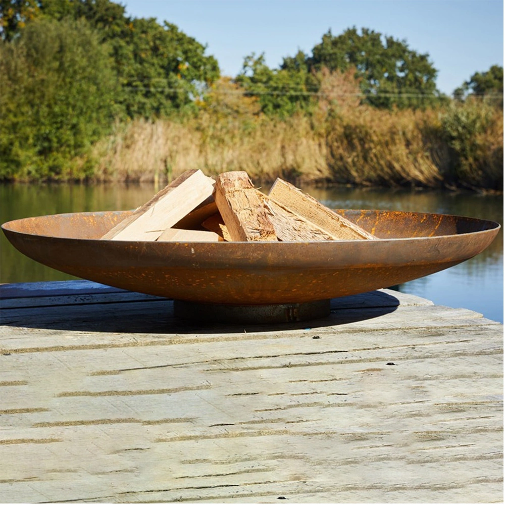 BBQ Fire Bowl Corten Steel Fire Pit with Grill Ring