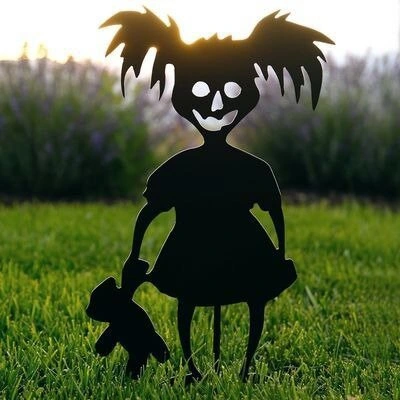 Metal Silhouette Shadow Art Laser Cut Halloween Kids Stake Garden Outdoor Decoration