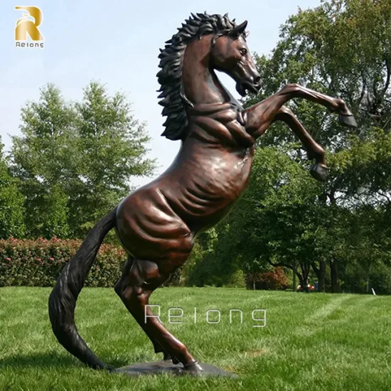屋外カスタム等身大アンティークアート金属動物像公園の装飾ブロンズ馬の彫刻庭園公園の装飾